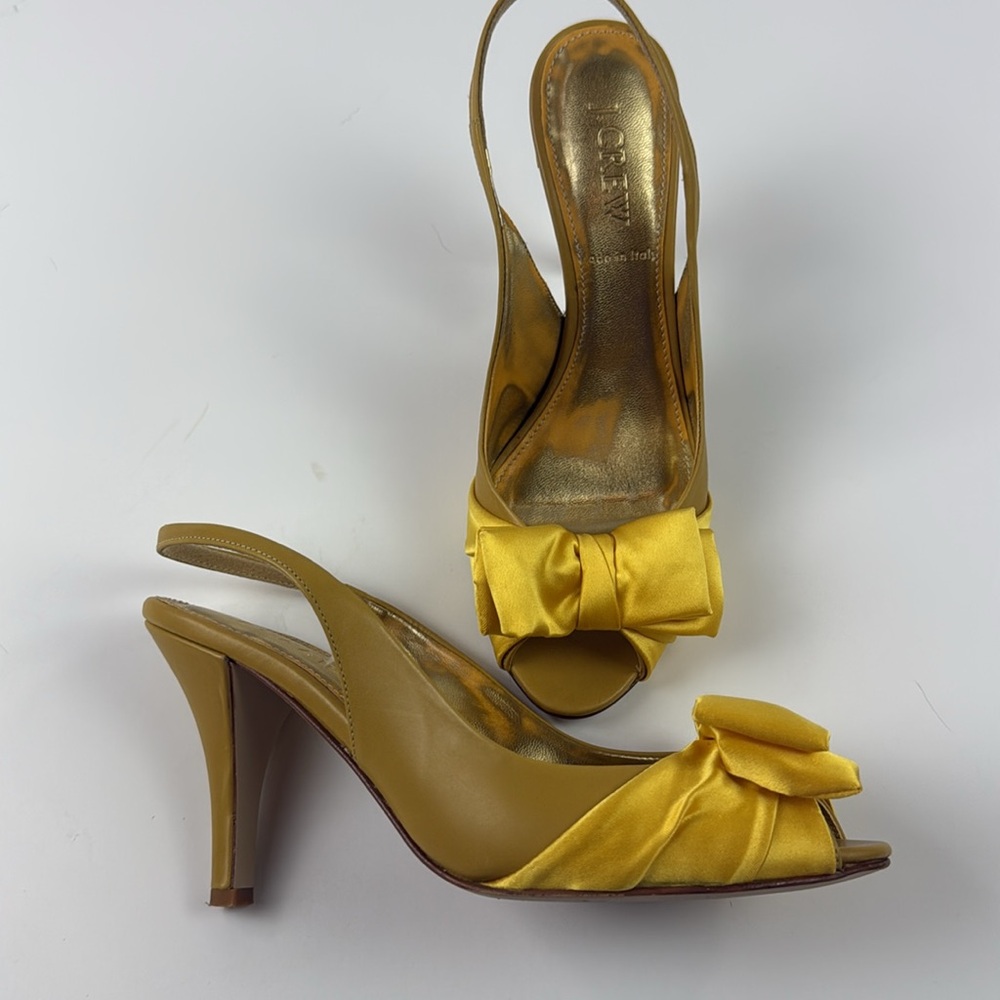 J. Crew Augusta leather peep toe Sling back Heels - Picture 2 of 6